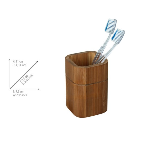 Hnedý bambusový téglik na zubné kefky Serro – Wenko-image-4