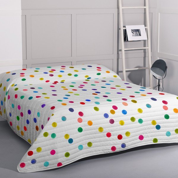 Biely bavlnený prešívaný pléd 240x260 cm Confetti – Happy Friday-image-1