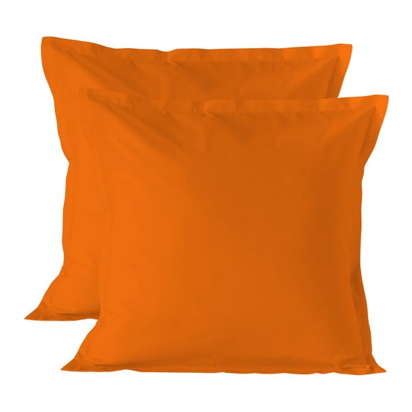 Sada 2 oranžových obliečok na vankúš HF Living Basic, 60 × 60 cm