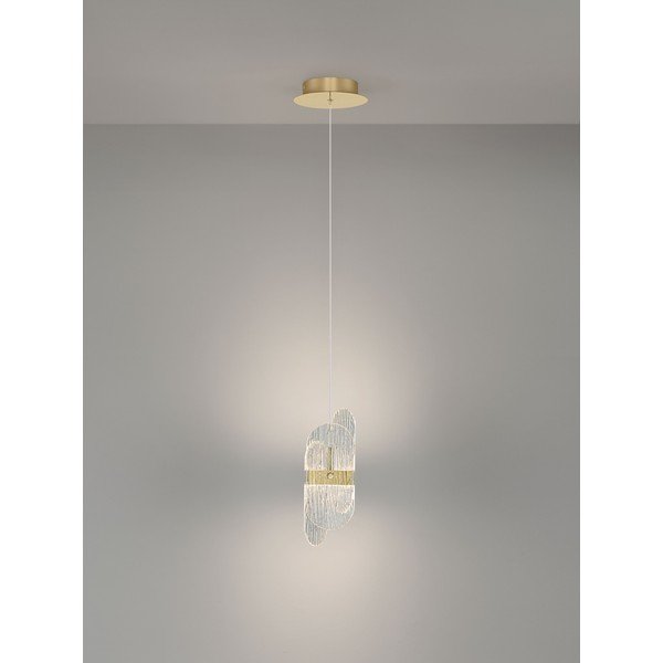 Kovové LED závesné svietidlo so stmievačom v mosadznej farbe so skleneným tienidlom ø 14 cm Lucien – Nova Luce-image-4