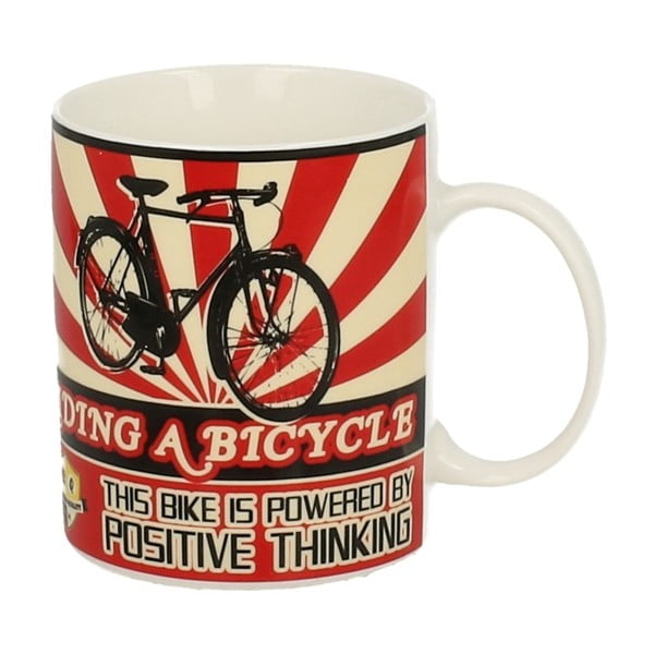 Červeno-biely porcelánový hrnček Duo Gift Bicycle, 430 ml