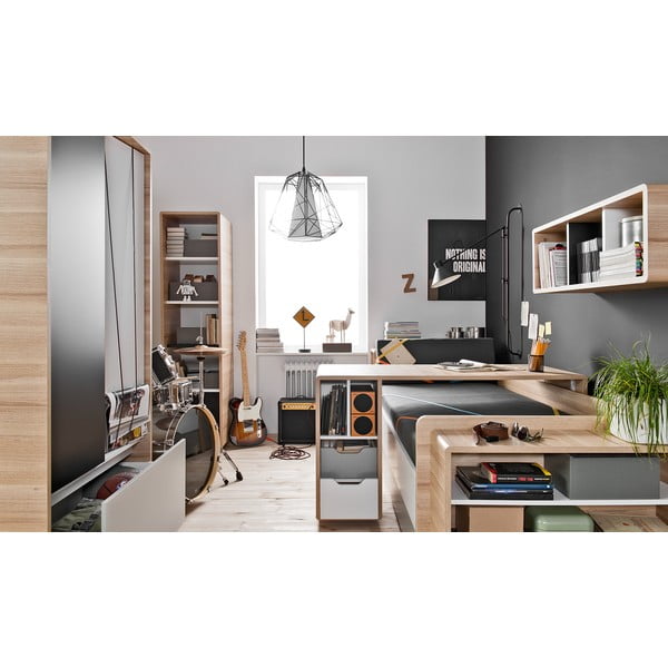 Jednolôžková posteľ s bielymi a sivými detailmi Vox Evolve, 90 × 200 cm-image-4