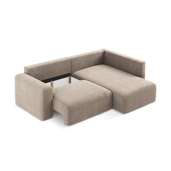 Béžová ženilková rozkladacia/s úložným priestorom rohová pohovka (pravý roh/do L) Kona – Makamii-image-4