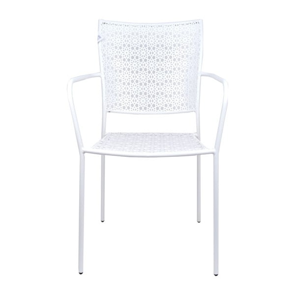 Biela kovová záhradná stolička s opierkami Ewax Flower