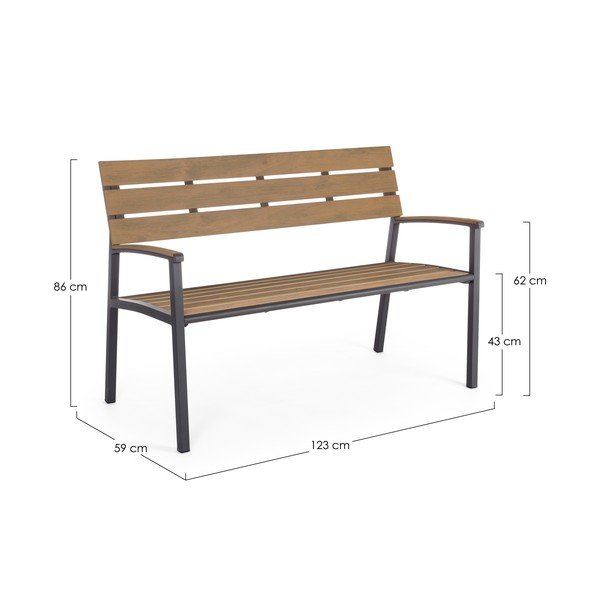 Kovová záhradná lavica v prírodnej farbe Isak – Bizzotto-image-3