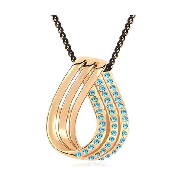 Pozlatený náhrdelník s modrými krištáľmi Swarovski Elements Crystlas Elop