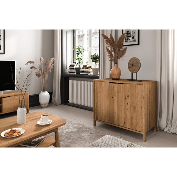 Skrinka z dubového dreva v prírodnej farbe 95x80 cm Twig – The Beds-image-1