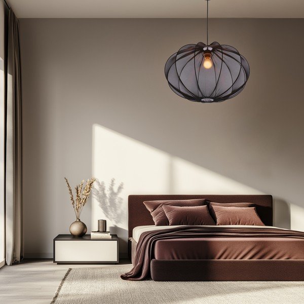 Čierne závesné svietidlo s textilným tienidlom ø 60 cm Mellow – Candellux Lighting-image-2