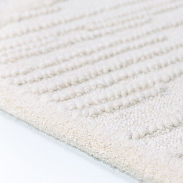 Biely ručne tkaný behúň s prímesou vlny 80x230 cm Sculptured Blocks – Flair Rugs-image-3