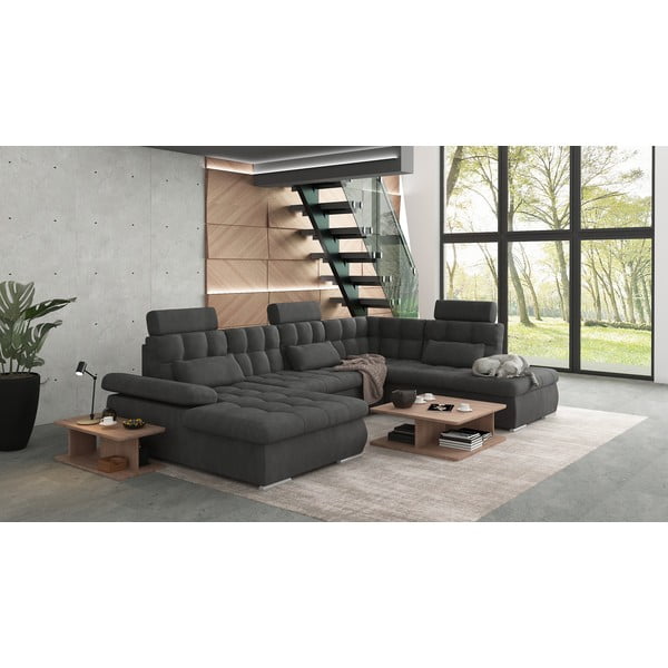 Antracitová rozkladacia/s úložným priestorom rohová pohovka (pravý roh/do "U") Merkur – Ropez-image-3