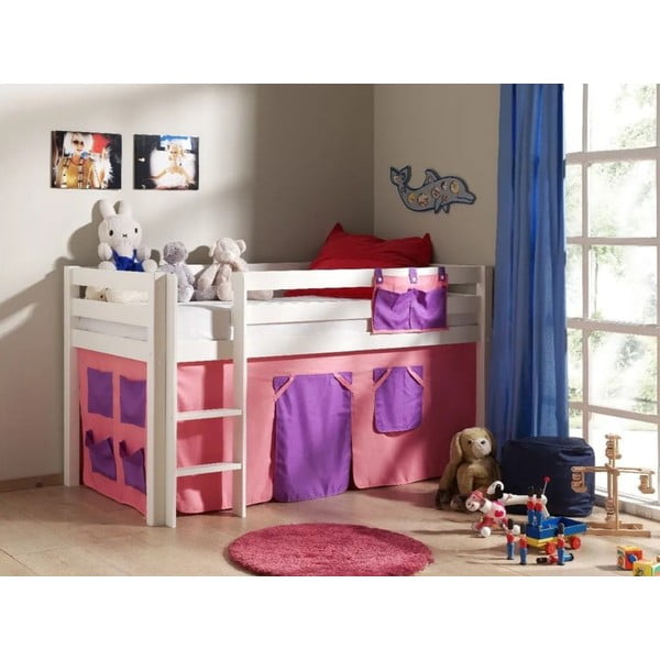 Biela vyvýšená detská posteľ z borovicového dreva 90x200 cm PINO – Vipack-image-3