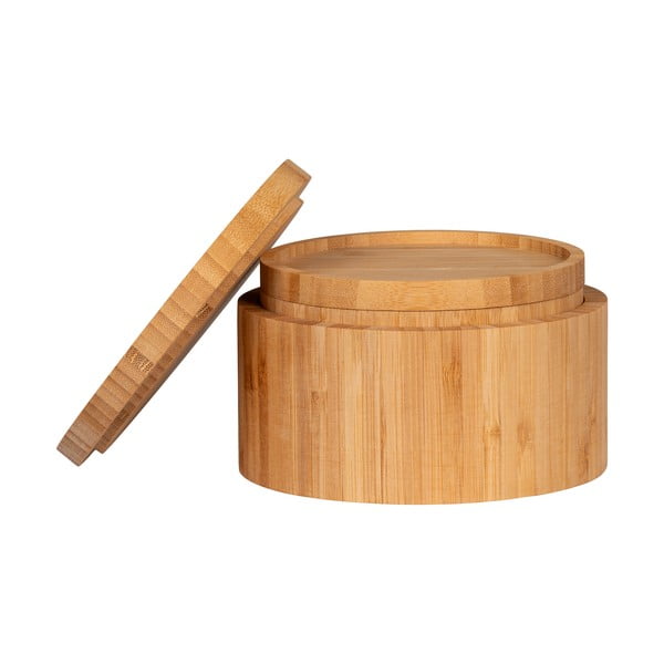 Bambusové úložné boxy v súprave 2 ks s vekom/dekoratívne v prírodnej farbe ø 15x8 cm Chefalu – House Nordic-image-1