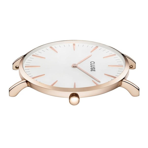 Dámske hodinky so sivým koženým remienkom a detailmi vo farbe ružového zlata Cluse La Bohéme-image-1