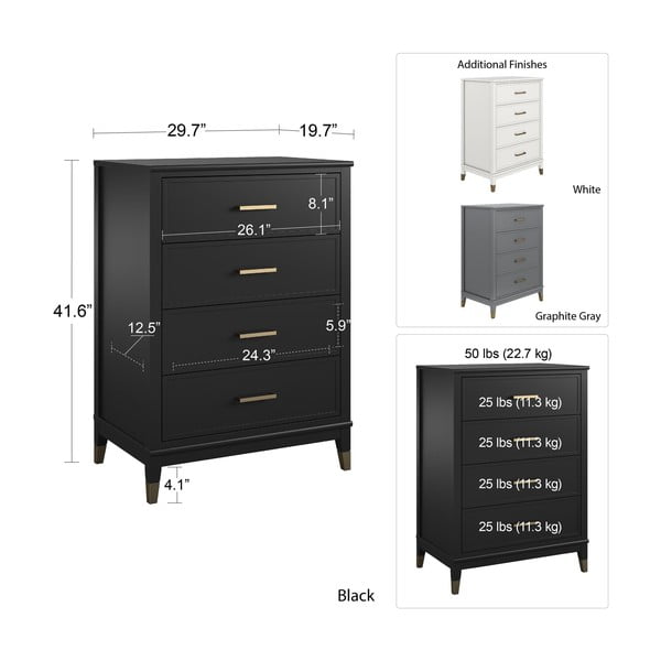 Čierna komoda CosmoLiving by Cosmopolitan Westerleigh, 75 x 106 cm-image-4