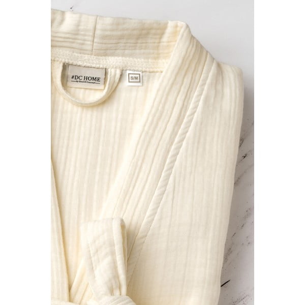 Krémový mušelínový župan veľkosť L/XL Kimono – Foutastic-image-2