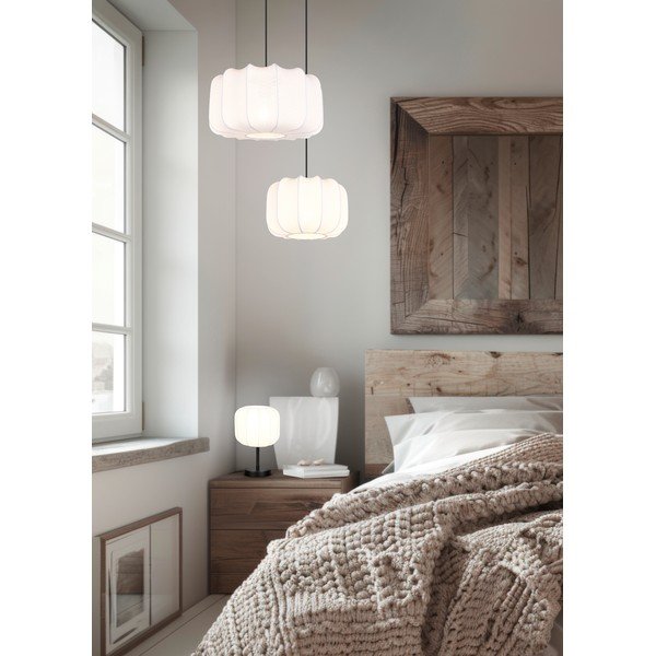 Biele kovové závesné svietidlo s textilným tienidlom ø 40 cm Madleine – Reality-image-1