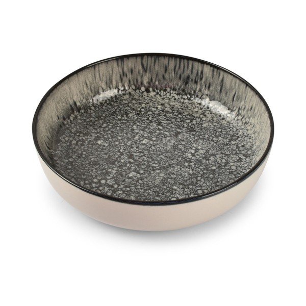 Čierny/krémovobiely hlboký  kameninový tanier ø 18,5 cm Gravel – ONA