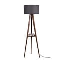 Čierna/hnedá stojacia lampa s poličkou s textilným tienidlom (výška  154 cm) Sehbali Tripod – Opviq lights