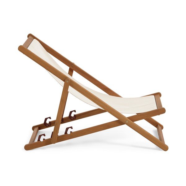 Krémovobiele skladacie plážové ležadlo z akáciového dreva Kave Home Adredna-image-3