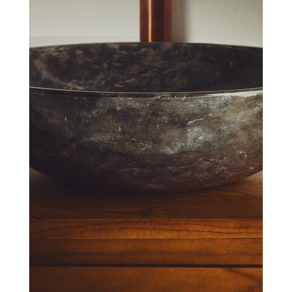 Sivé kamenné okrúhle umývadlo ø 40 cm Darnen – Kave Home-image-2
