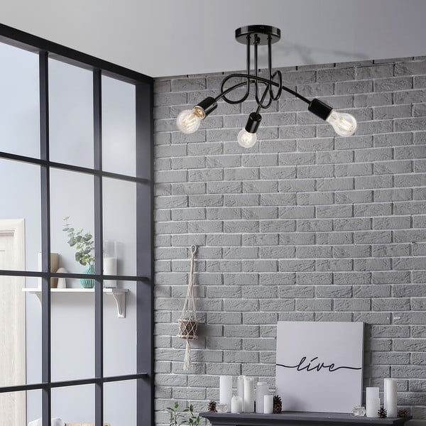 Čierne stropné svietidlo bez tienidla 36x36 cm Camilla – LAMKUR-image-1