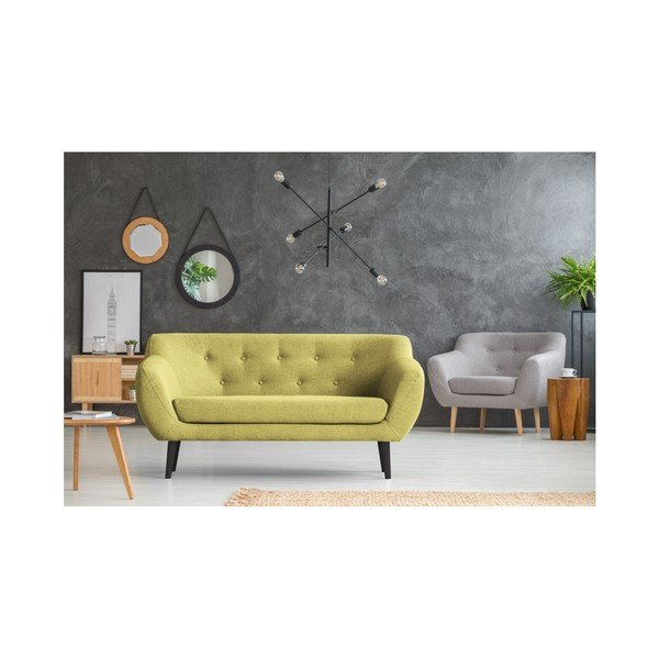 Žltá dvojmiestna pohovka s hnedými nohami Mazzini Sofas Piemont-image-4