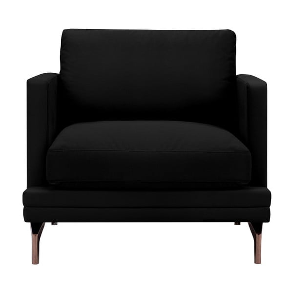 Čierne kreslo s podnožou v zlatej farbe Windsor & Co Sofas Jupiter