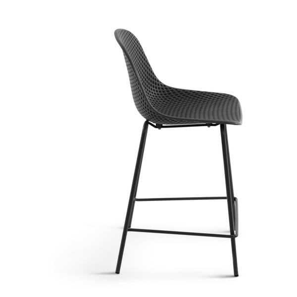 Tmavosivá kovovo-plastová záhradná barová stolička Quinby – Kave Home-image-2