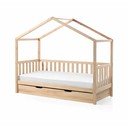 Domčeková detská posteľ z borovicového dreva s výsuvným lôžkom a úložným priestorom v prírodnej farbe 90x200 cm DALLAS – Vipack