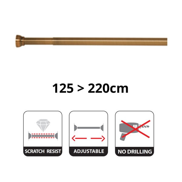 Matne zlatá tyč na sprchový záves 125 - 200 cm Kreta – Spirella-image-3