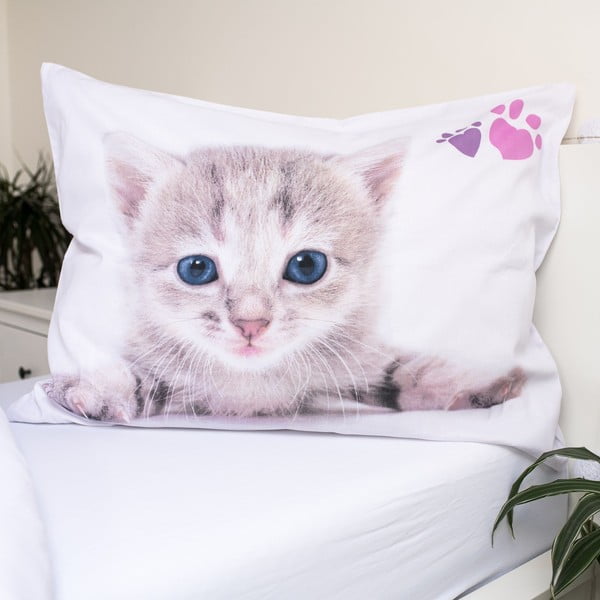 Biele bavlnené detské obliečky na jednolôžko 140x200 cm Kitten "Colour" – Jerry Fabrics-image-3