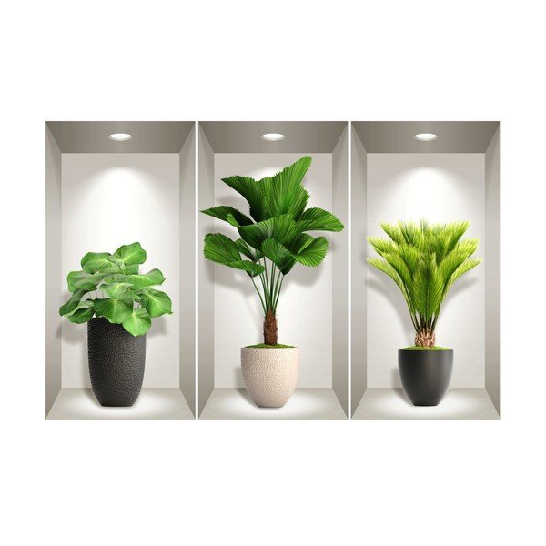 Sada 3 3D samolepiek na stenu Ambiance Tropical Plants-image-2