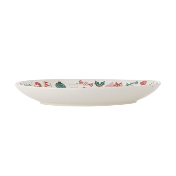 Krémový servírovací tanier s vianočným motívom z kameniny ø 28 cm Yule – Bloomingville-image-3