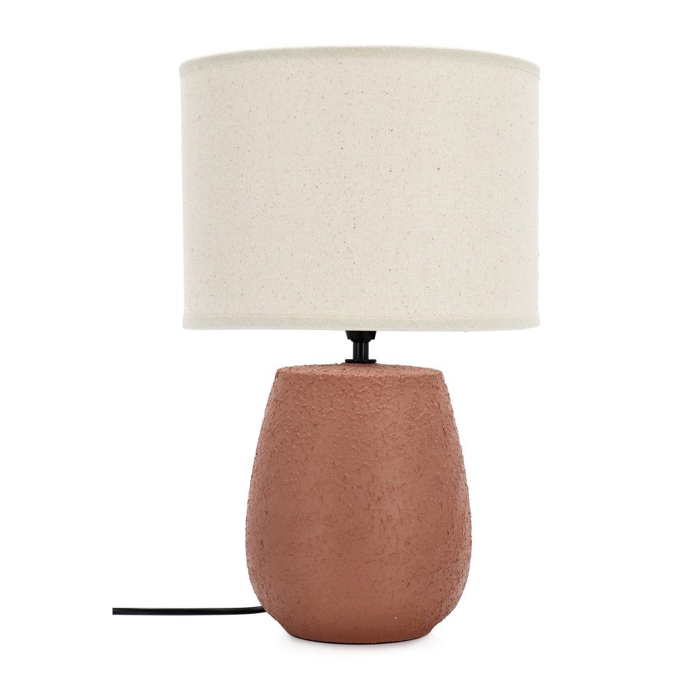 E-shop Keramická stolová lampa v terakotovej farbe s textilným tienidlom (výška 41,5 cm) Irvin – Yes Everyday