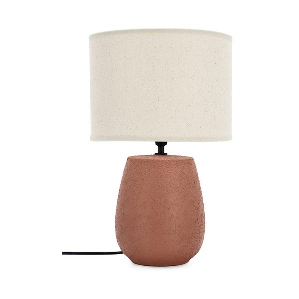 Keramická stolová lampa v terakotovej farbe s textilným tienidlom (výška  41,5 cm) Irvin – Yes Everyday