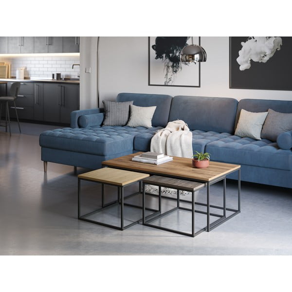 Konferenčné stolíky v súprave 3 ks v prírodnej farbe 60x110 cm Camelia – Marckeric-image-4