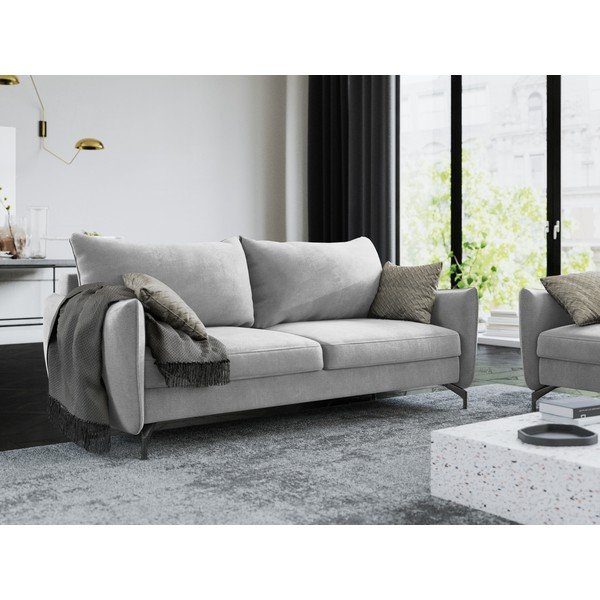 Svetlosivá zamatová rozkladacia pohovka Interieurs 86 Stendhal-image-1