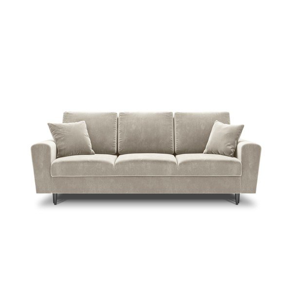 Béžová zamatová rozkladacia/s úložným priestorom pohovka 235 cm Kyoto – Cosmopolitan Design