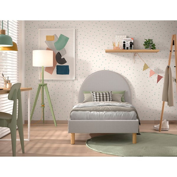 Sivá čalúnená jednolôžková posteľ s roštom 90x200 cm MOON – Vipack-image-3