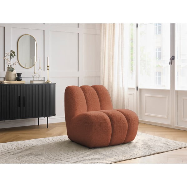 Kreslo z textílie buklé v tehlovej farbe Janissaire – Bobochic Paris-image-1