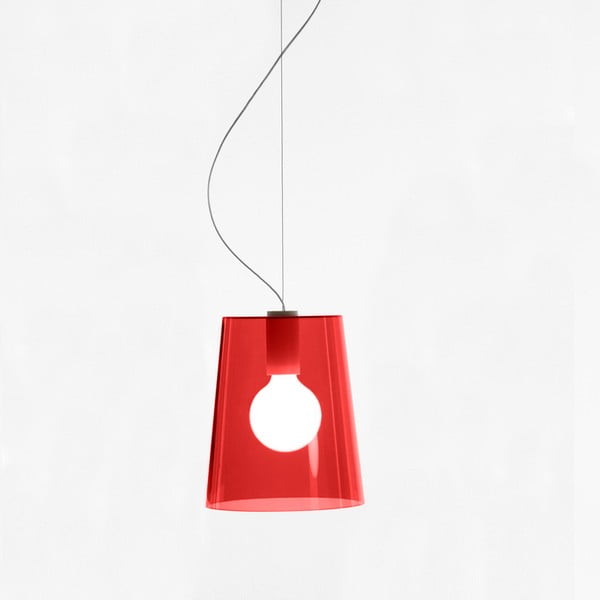 Transparentné  červené závesné svetlo Pedrali L001S/B