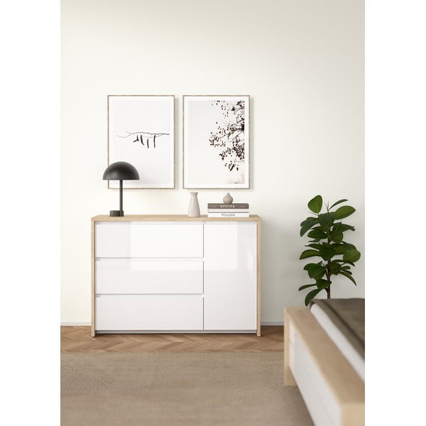 Biela/v prírodnej farbe komoda v dekore duba 119x84x48 cm Next – Tvilum-image-1