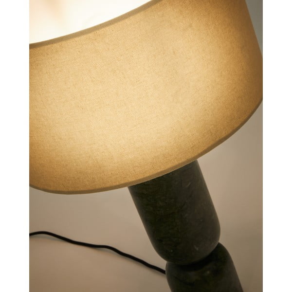 Tmavozelená/béžová mramorová stolová lampa s textilným tienidlom (výška 57 cm) Vex – Kave Home-image-2