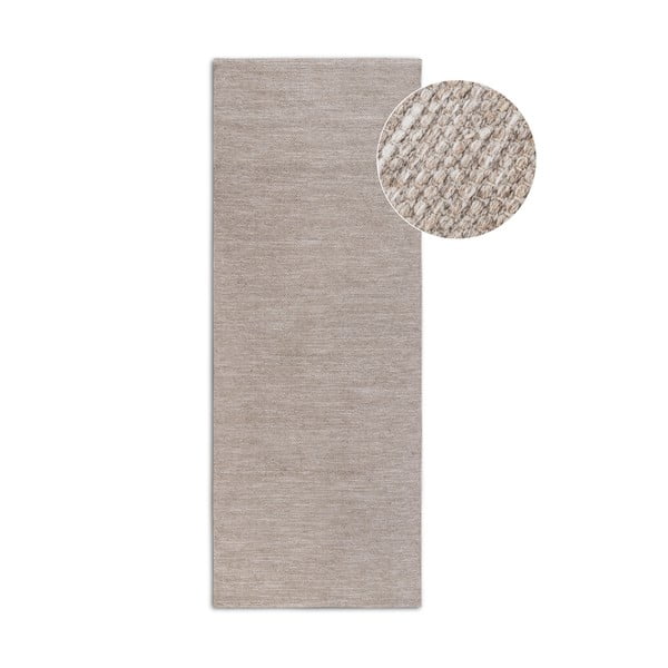 Béžový ručne tkaný behúň s prímesou vlny 80x200 cm Pradesh Linen White – Elle Decoration