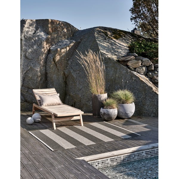 Antracitovo-krémový vnútorný a vonkajší koberec 140x180 cm Bob Charcoal Linen – Pappelina-image-1