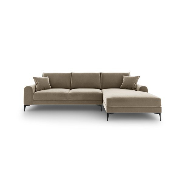 Béžová zamatová rohová pohovka Mazzini Sofas Madara, pravý roh-image-2