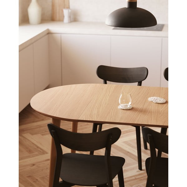 Okrúhly rozkladací jedálenský stôl v dekore duba v prírodnej farbe ø 90 cm Oqui – Kave Home-image-3