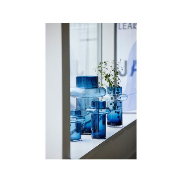 Tmavomodrá sklenená váza Lyngby Glas Tube, výška 30 cm-image-1