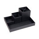 Tmavosivý 4-dielny stolový organizér na písacie pomôcky Bigso Box of Sweden Lena