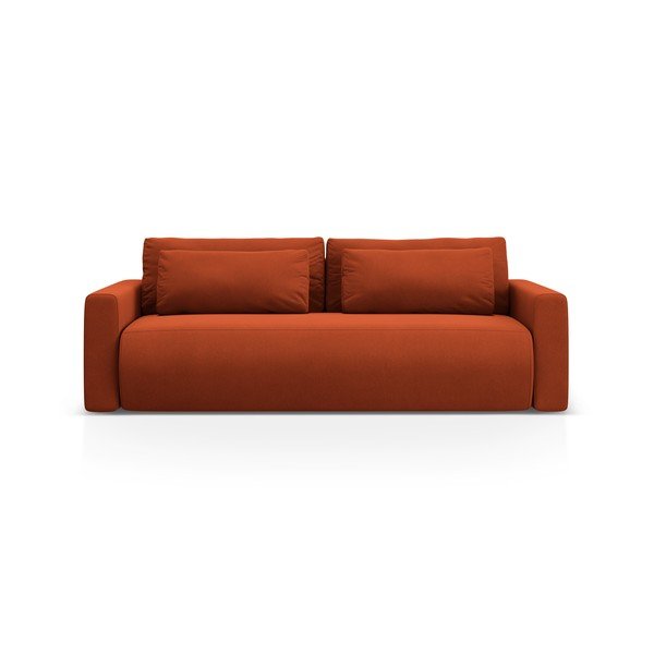 Zamatová rozkladacia pohovka s úložným priestorom v tehlovej farbe 238 cm Belfast – Cosmopolitan Design